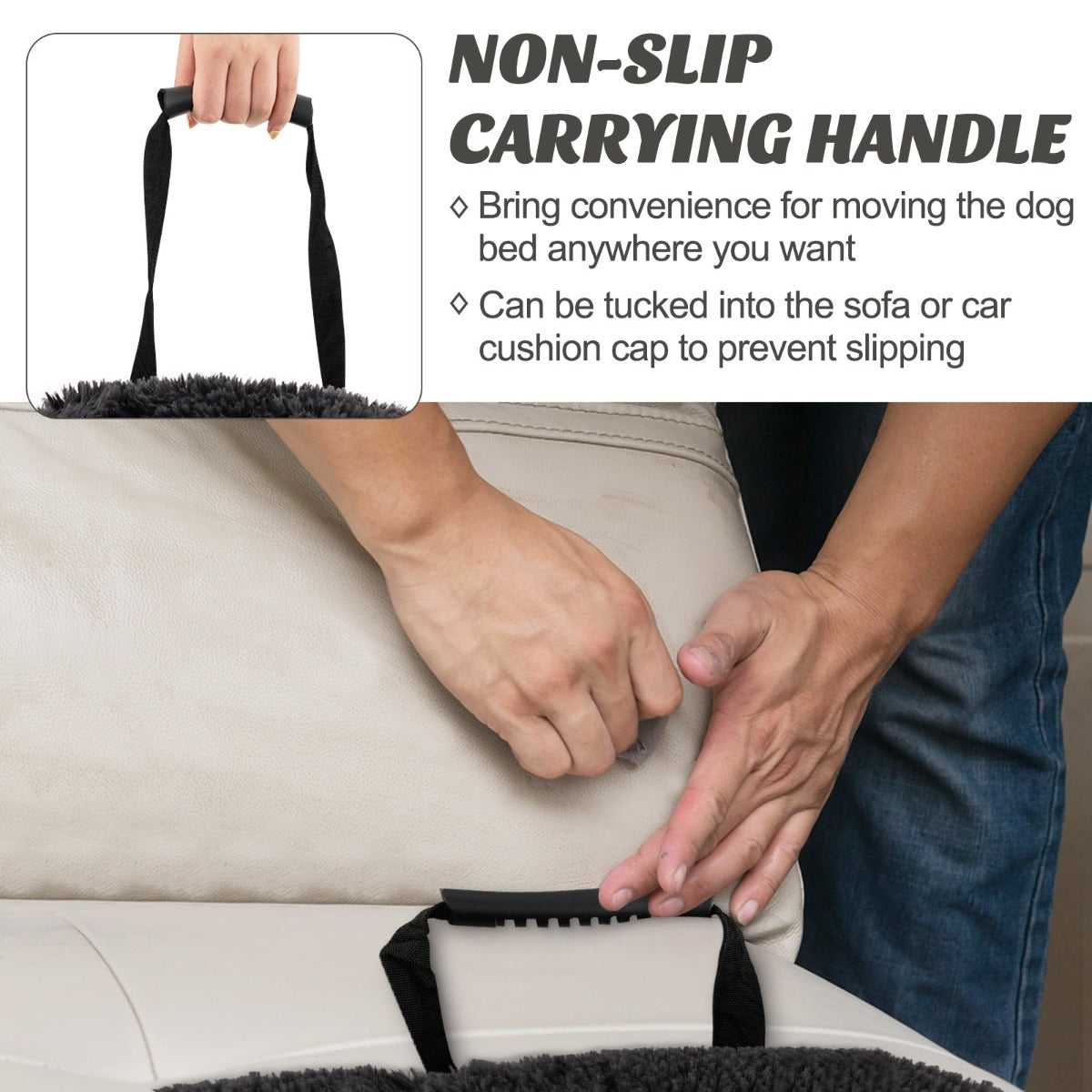 LIVSK Pluche Hondenbed S - Wasbare Hoes - Meubelbescherming - Antislip - Voor Huisdieren tot 15 kg - Zwart