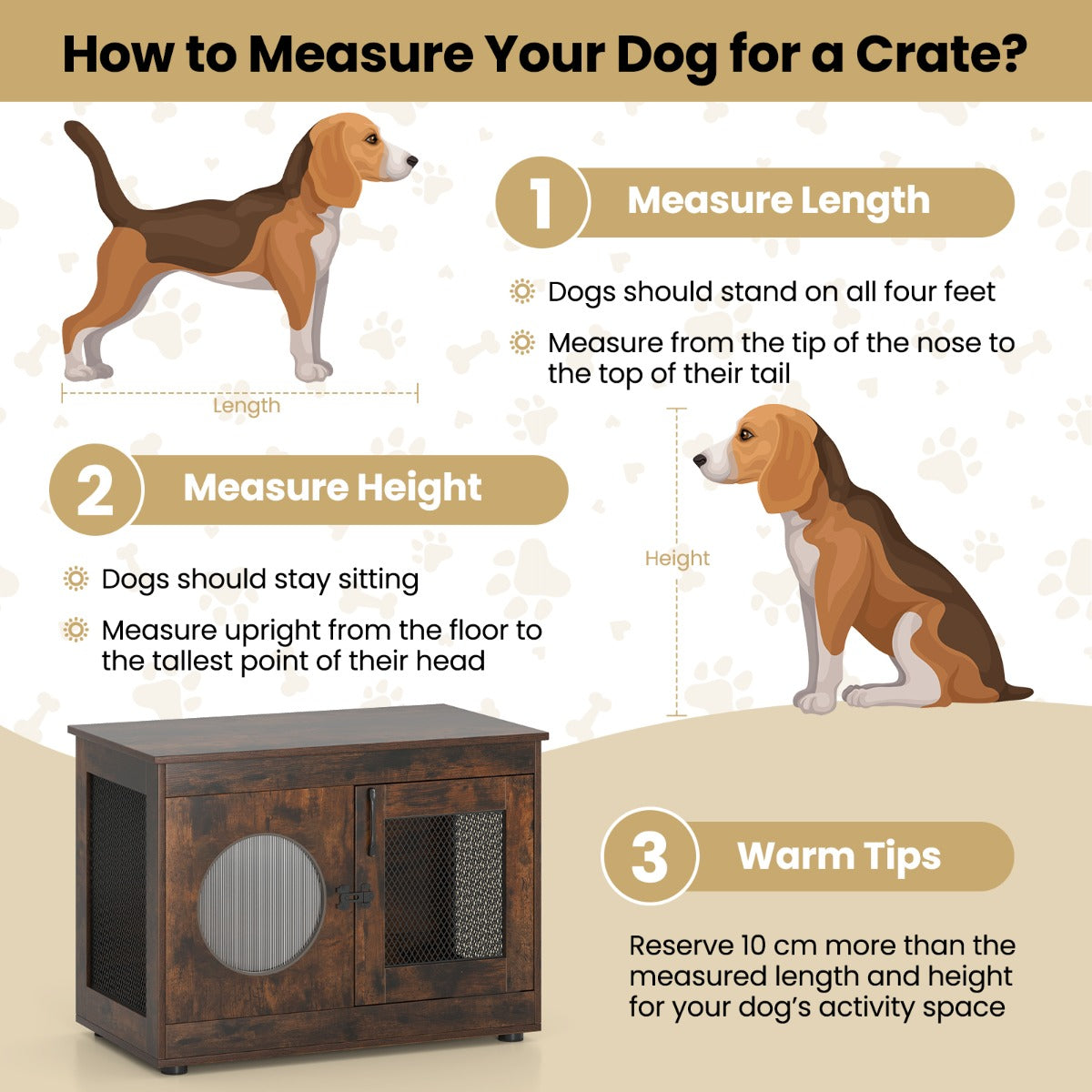 LIVSK Hondenbox-meubel - Multifunctioneel als Bijzettafel - Comfortabel voor Puppy’s en Middelgrote Honden - 82 x 47 x 60 cm -