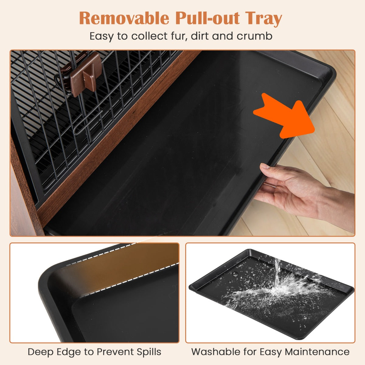 LIVSK 2-in-1 Hondenkrat en Bijzettafel - Verwijderbare Lade - Veilig Metalen Deurtje - Stevige Constructie - 62 x 49,5 x 61 cm -