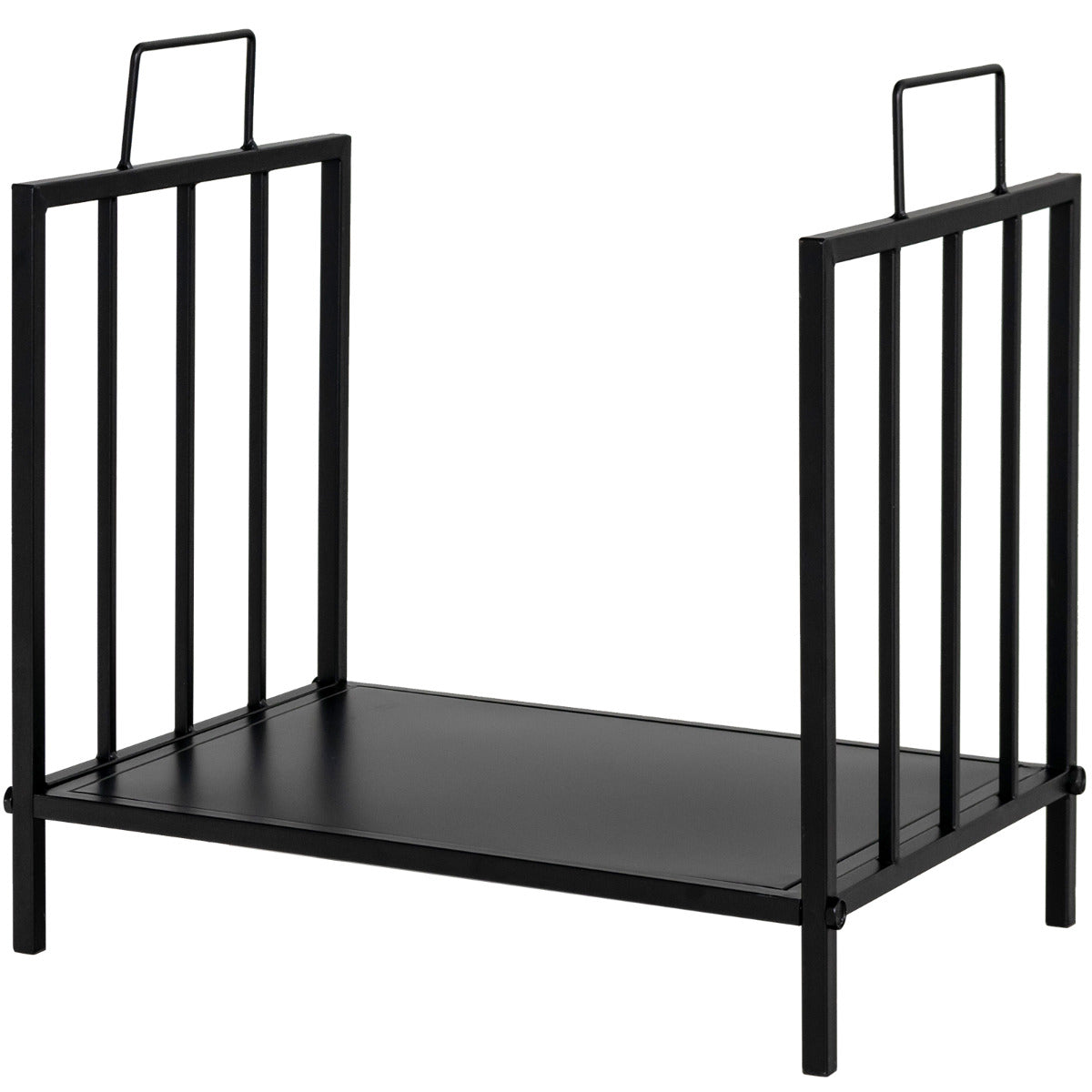 LIVSK Brandhoutrek - Stevig Stalen Frame - Handgrepen - Verhoogde Voeten - Draagvermogen tot 50 kg - 46 x 31 x 46 cm - Zwart