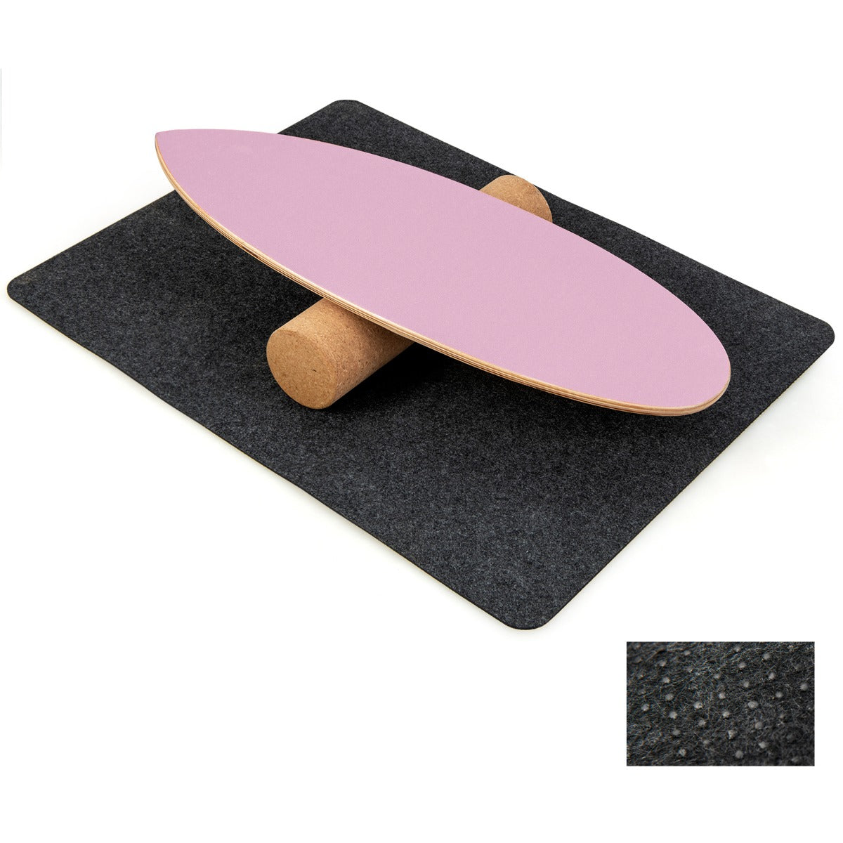LIVSK Balancebord Balancetrainer - 8-laags Berkenhout - Inclusief Kurkrol en Vilten Mat - Draagvermogen tot 100 kg - Roze