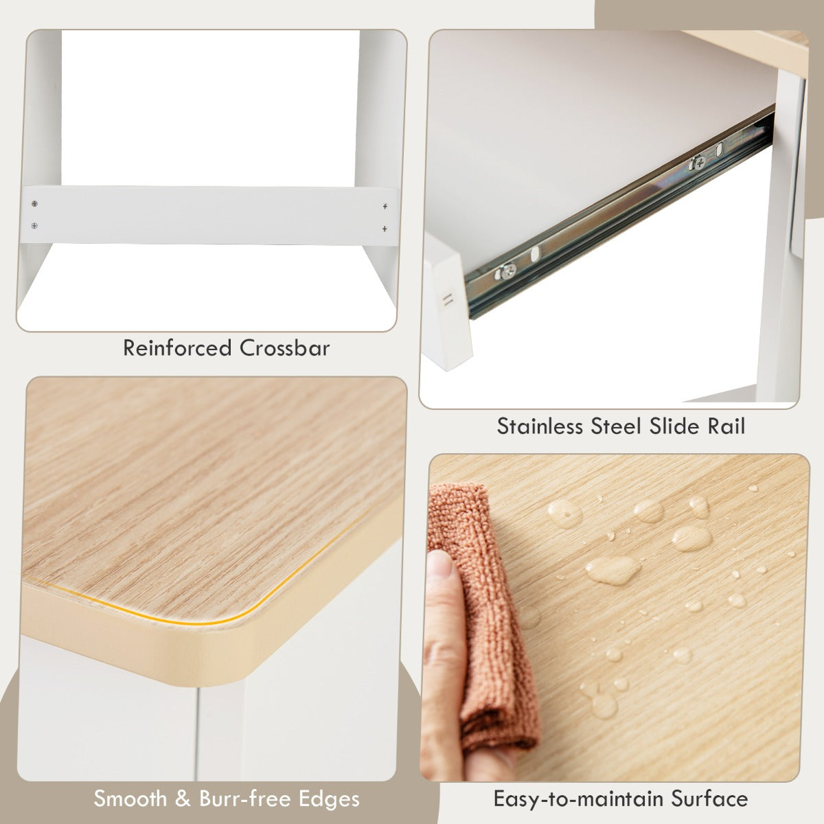LIVSK Studietafel voor Kinderen - Veelzijdig Design met Opbergruimte - Waterdicht en Veilig - 90 x 45 x 90 cm - Wit