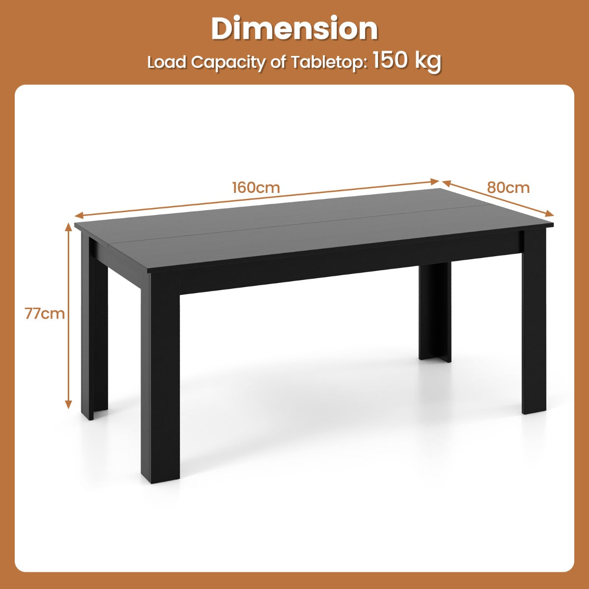 LIVSK Uitschuifbare Eettafel - Voor 6-8 Personen - Hoogwaardig Hout - Stabiele L-vormige Poten - Draagvermogen 150 kg - Zwart