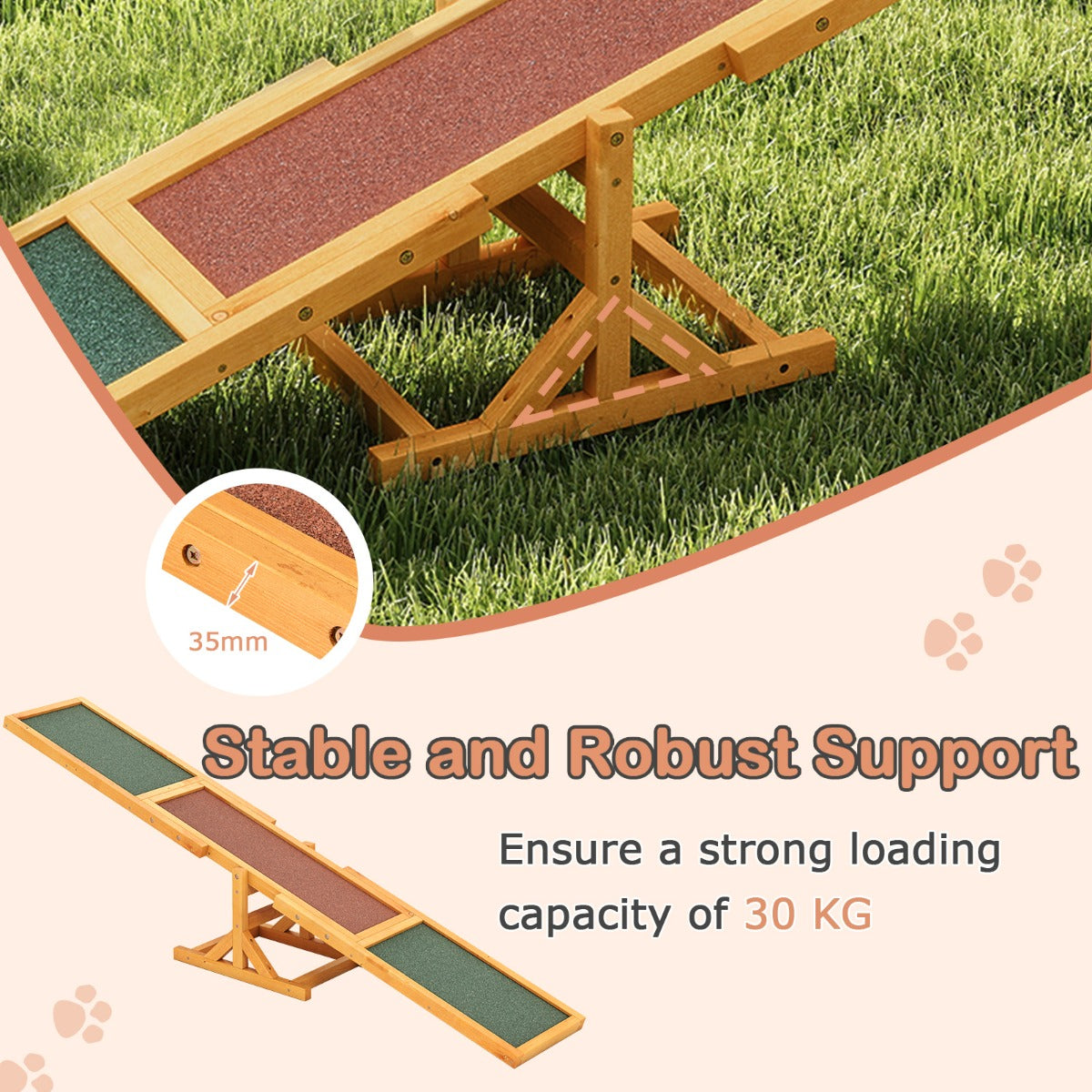 LIVSK Houten Honden Agility Wip - Duurzaam Vurenhout - Antislipoppervlak - Tot 60 kg - Eenvoudige Installatie - Geel
