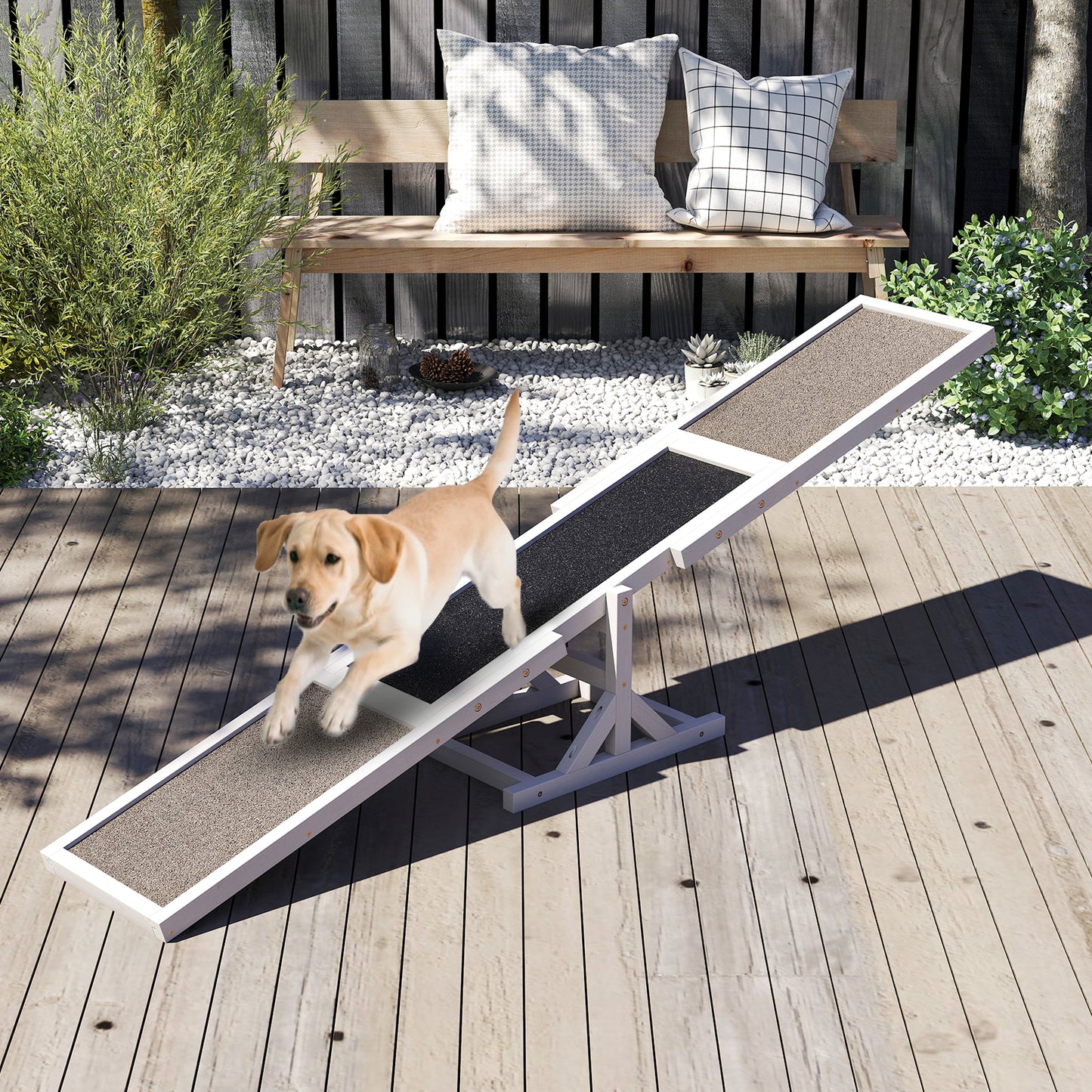LIVSK Houten Honden Agility Wip - Weerbestendig - Antislip - Voor Honden tot 60 kg - Eenvoudige Installatie - 179 x 30 x 55 cm -