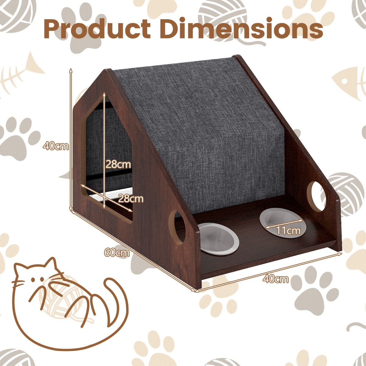 Livsk costway houten kattenhuis voor binnen multifunctioneel kattenhuismeubilair 1 1