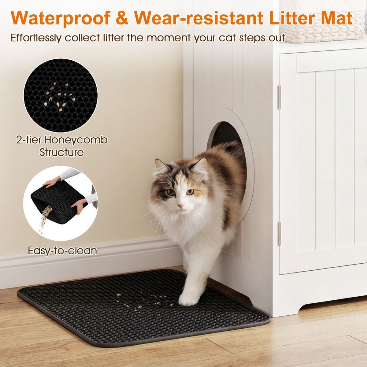 Livsk costway houten kattenkast verborgen kattenbak met gemakkelijk te reinigen strooimat opbergvak afsluitbare deur kattenhuis kattenbak kast voor woonkamer gang wit