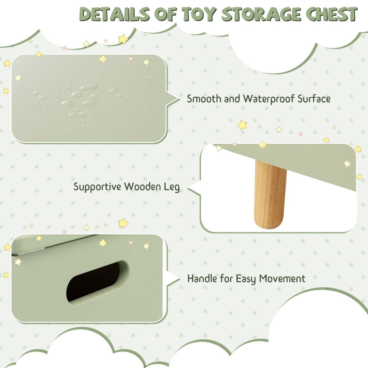 LIVSK Speelgoedkist met Open Displayplank - Veiligheidsscharnier - Waterdicht MDF - Kindvriendelijk Design - 60 x 33 x 44 cm -