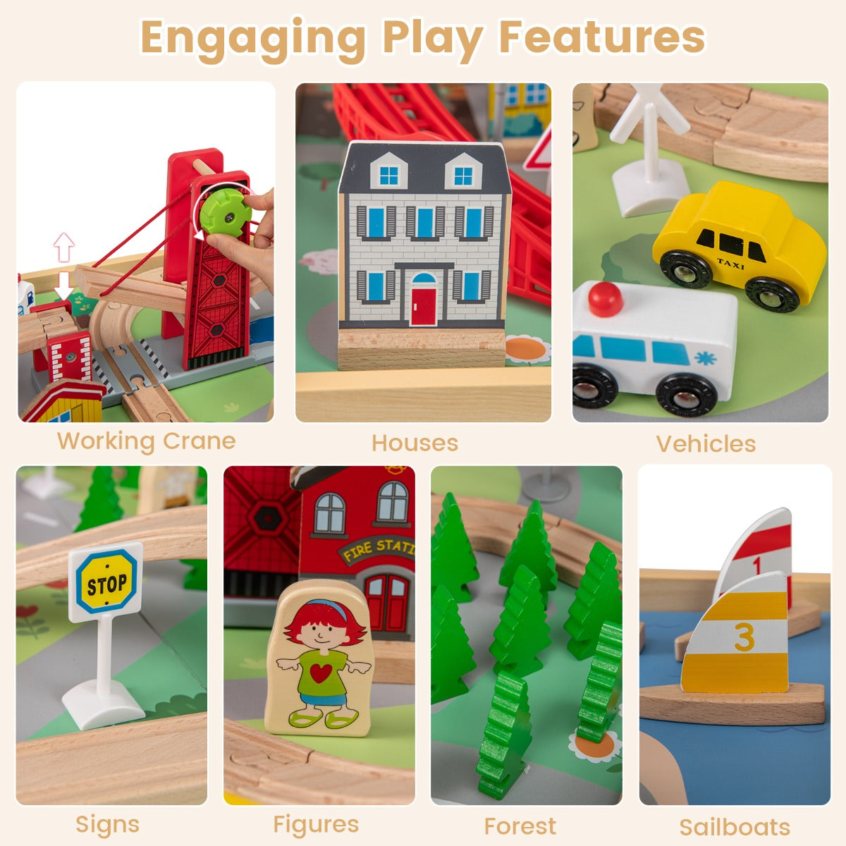 LIVSK Houten Activiteitentafel met Omkeerbare Bladen - Inclusief 94 Accessoires - 3 Opvouwbare Lades - Voor Kinderen