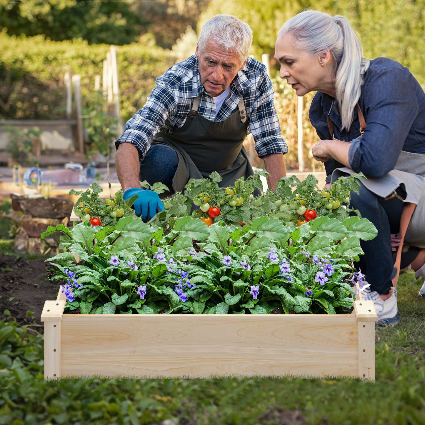 LIVSK Verhoogd Tuinbed van Vurenhout - 0,18 m³ Volume - Diepe Zijwanden - Stabiele Structuur - Eenvoudige Montage - Natuurlijk