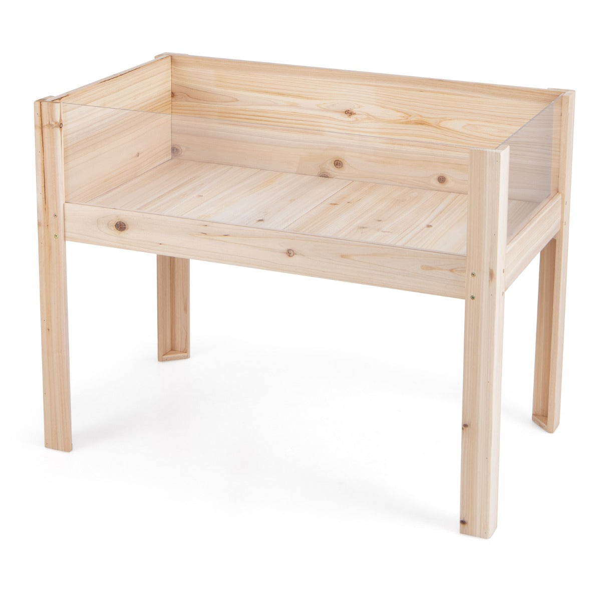LIVSK Verhoogde Bloembak met Transparante Acrylplaten - 130 L Capaciteit - Weerbestendig Dennenhout - Afvoergaten - 100 x 59 x 77