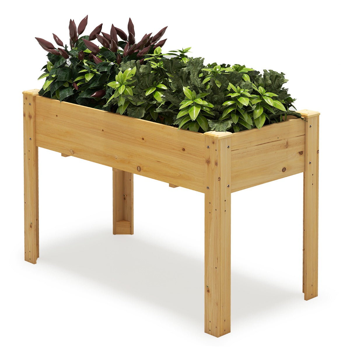 LIVSK Verhoogde Plantenbak met Afwateringsgaten - Ergonomische Tuinhoogte 82 cm - Stevig Vurenhout - Natuur