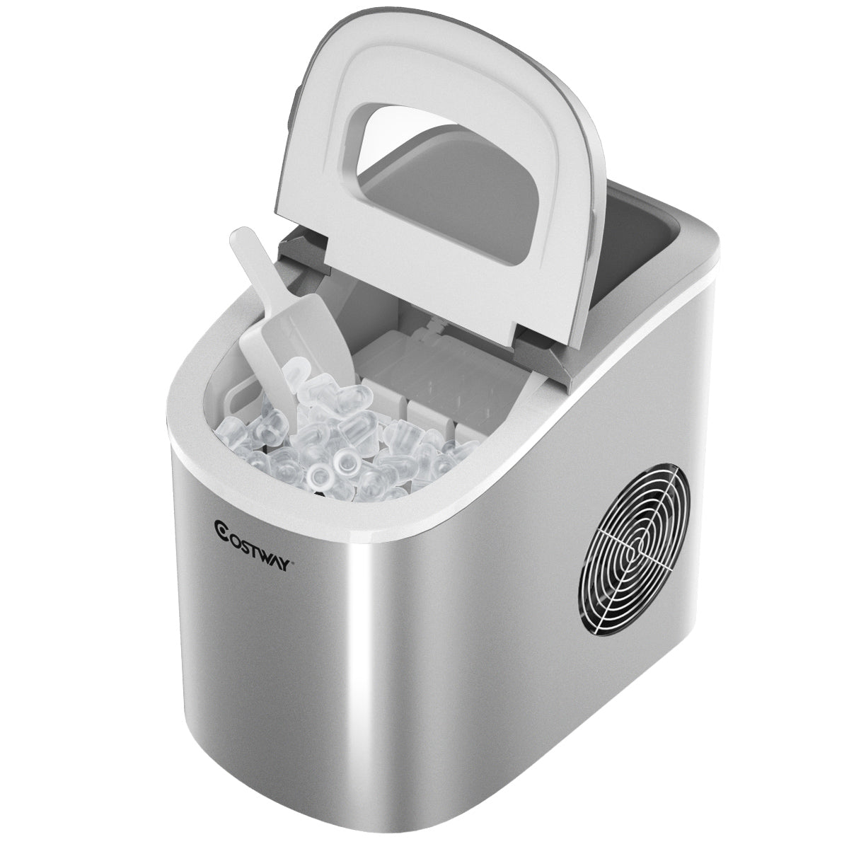 LIVSK IJsblokjesmachine - 9 Kogelblokjes in 6-13 min - Dagcapaciteit 12 kg - Compact en Stil - Transparant Venster - Zilver