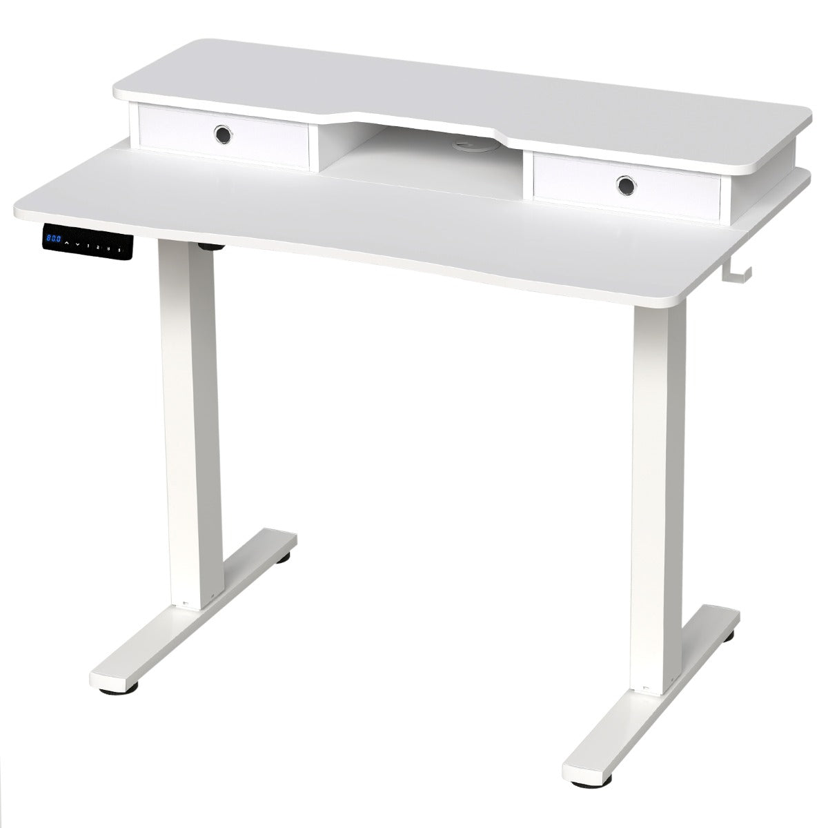LIVSK Elektrisch In Hoogte Verstelbaar Sta-bureau - Ergonomische Werkplek - Ruim Tafelblad met Opberglades - Wit