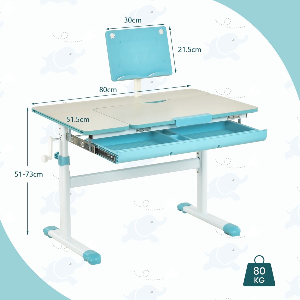 Livsk costway in hoogte verstelbaar kinderbureau draaibare kinderstoel set bureau bureaustoel blauw 1