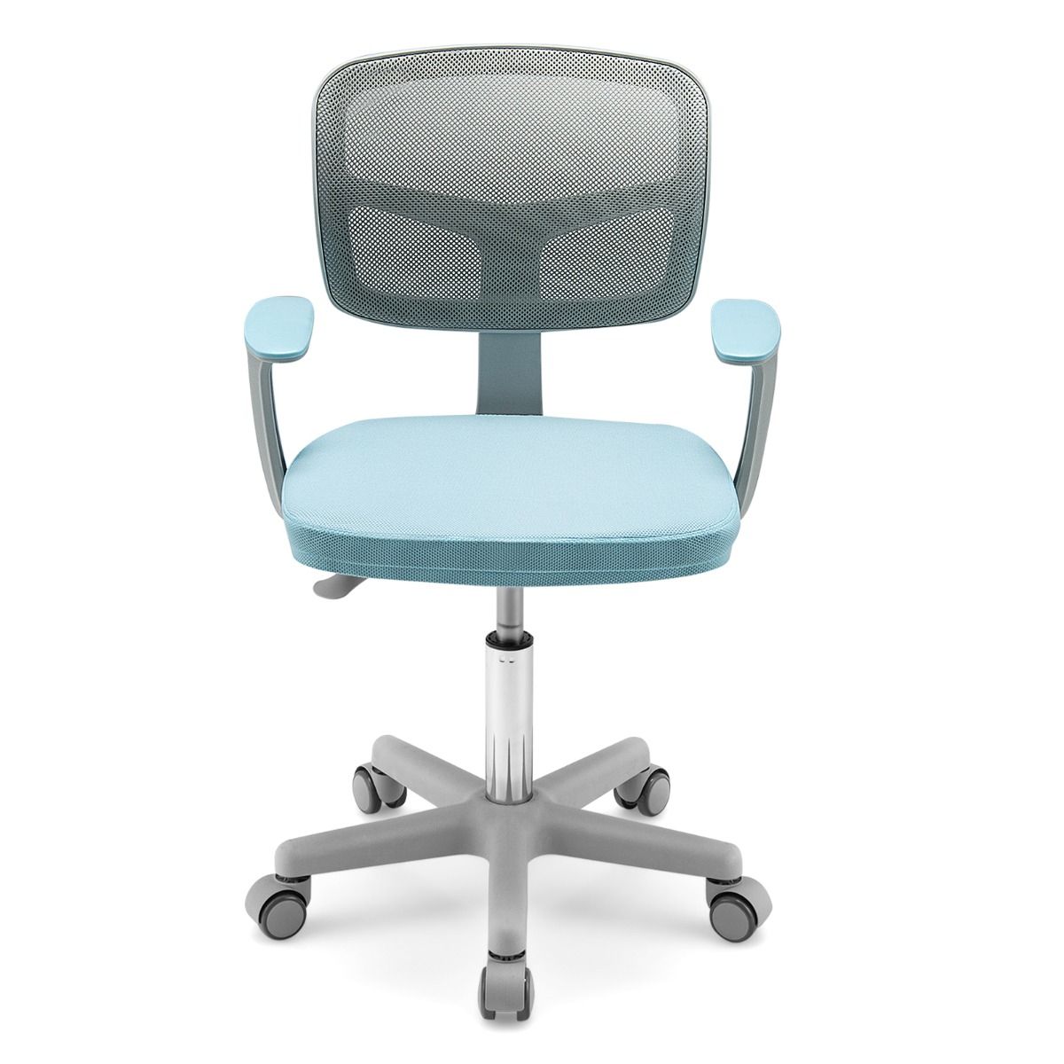 Livsk costway in hoogte verstelbaar kinderbureau en bureaustoel blauwe ergonomische tafel en draaibare mesh zitting 2