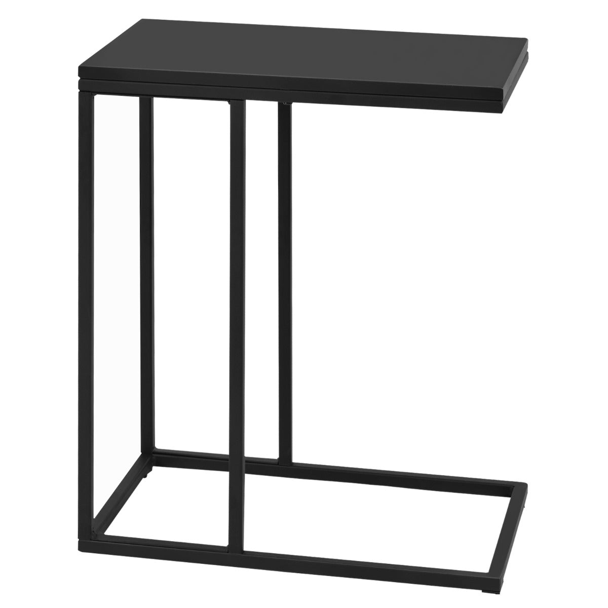 Livsk costway industriele bijzettafel nachtkastje zwart hout laptop tafel nachtkastje metalen c vormig frame en rechthoekig mdf tafelblad