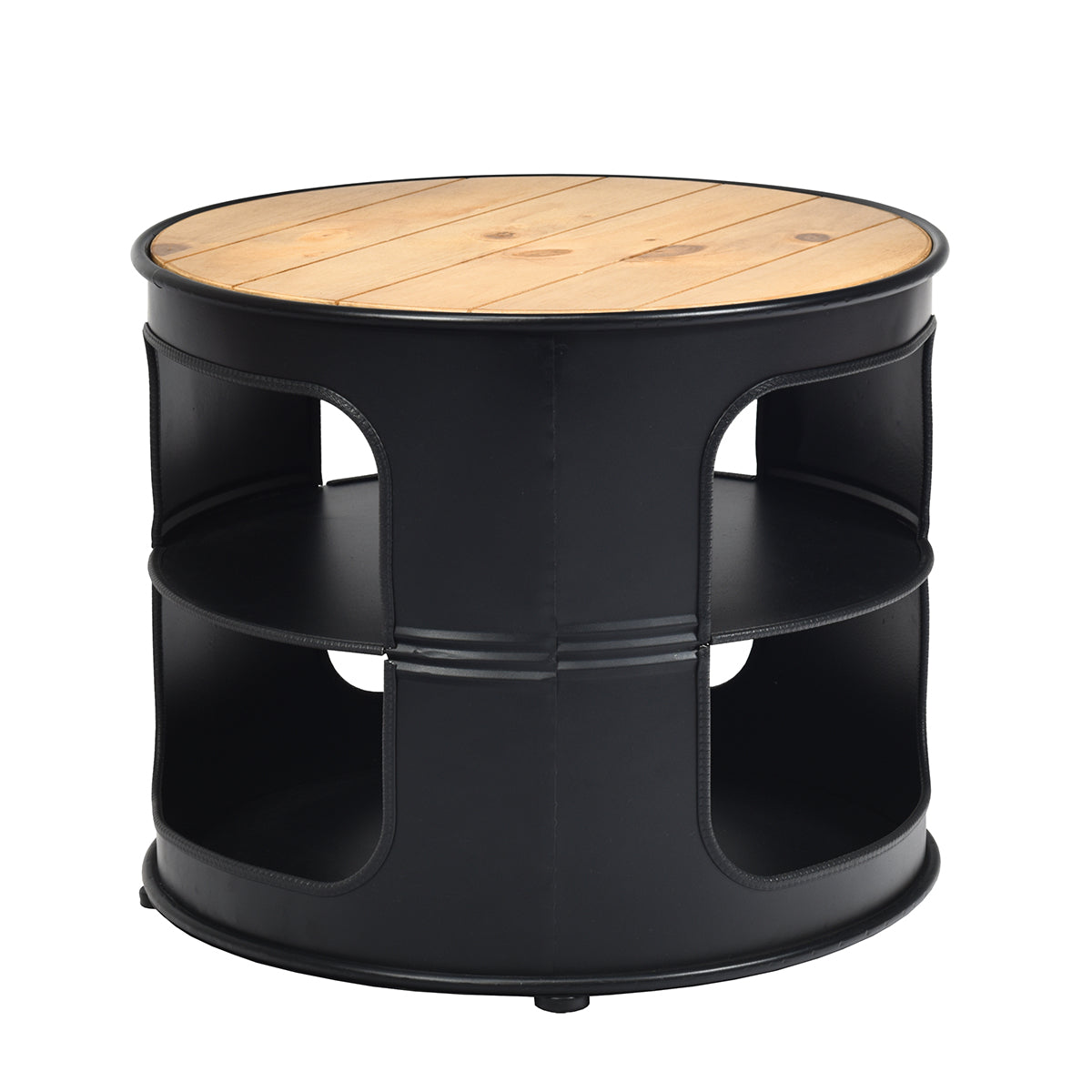 Livsk costway industriele bijzettafel van hout en metaal 3 niveaus koffietafel tot 50 kg belastbaar telefoontafel rond nachtkastje 50 x 50 x 415 cm 2