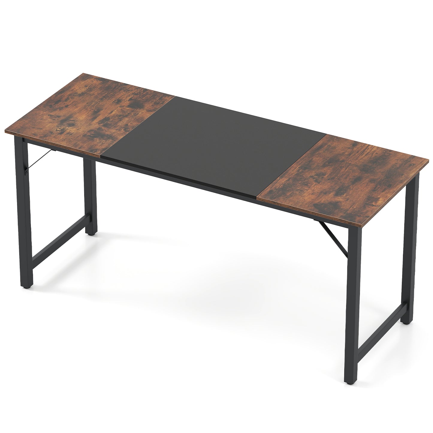LIVSK Werktafel - Robuust Metalen Frame - Ruimte van 160 x 60 cm - Tot 95 kg - Ondersteuning voor Comfort - Rustiek Bruin + Zwart