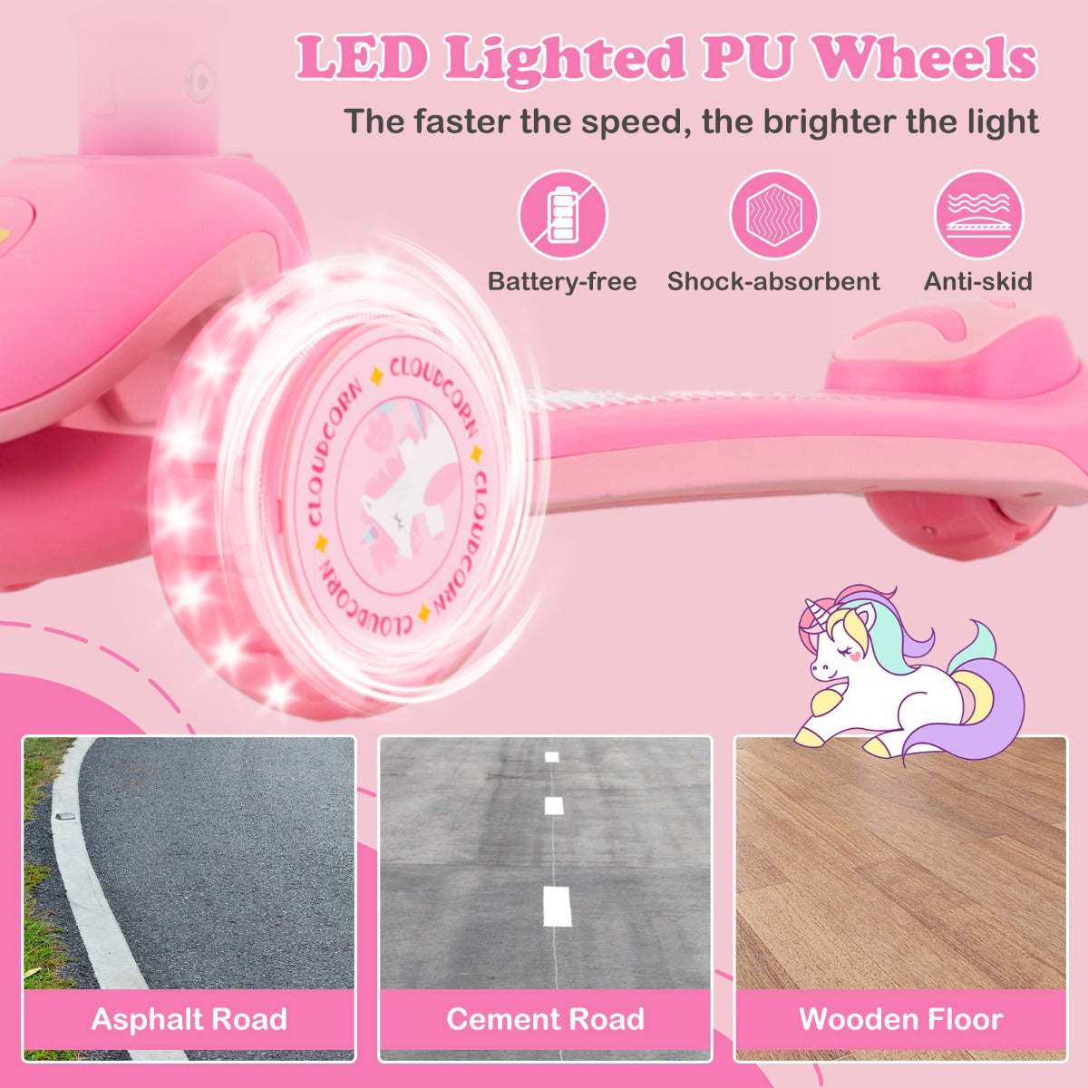 LIVSK Inklapbare Kinderstep - Verstelbaar Stuur 63-83 cm - LED Wielen - Veilig Breed Dek - Voor Kinderen 3-5 jaar - Wit / Blauw /