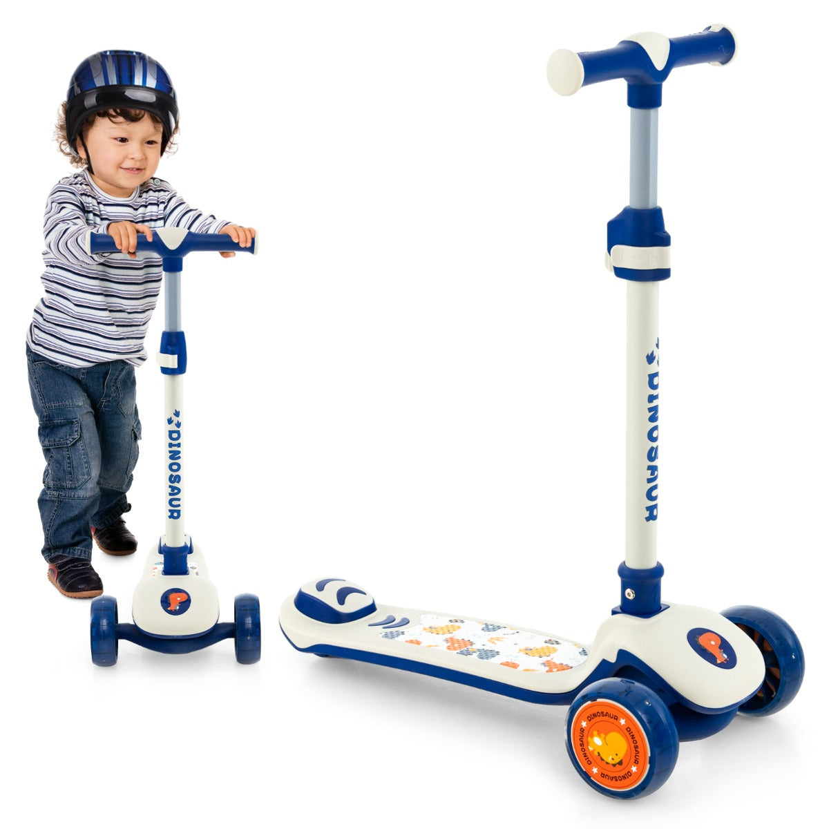 LIVSK Inklapbare Kinderstep - Verstelbaar Stuur 63-83 cm - LED Wielen - Lean-to-Steer - Voor 3-5 Jaar - Wit