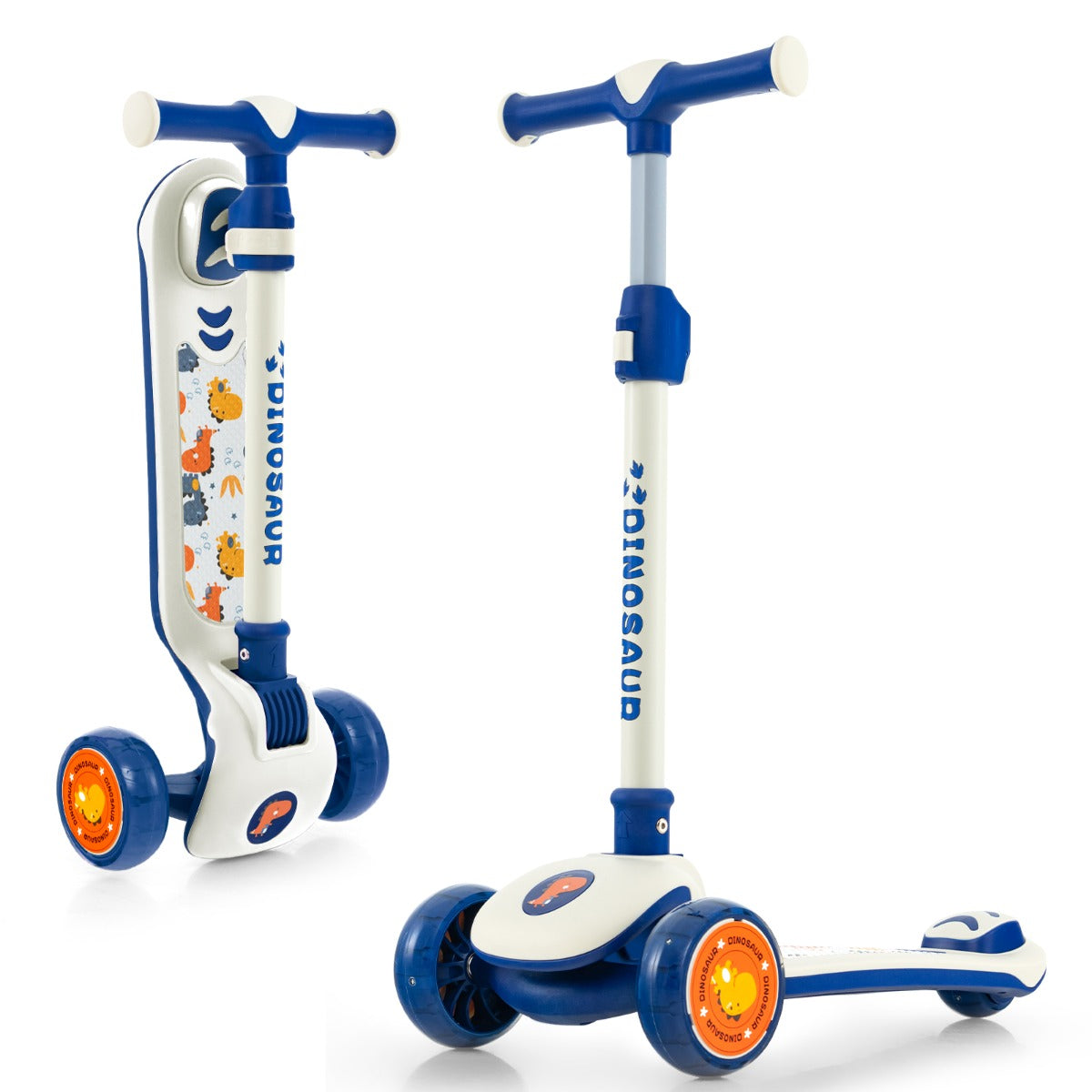 LIVSK Inklapbare Kinderstep - Verstelbaar Stuur 63-83 cm - LED Wielen - Lean-to-Steer - Voor 3-5 Jaar - Wit