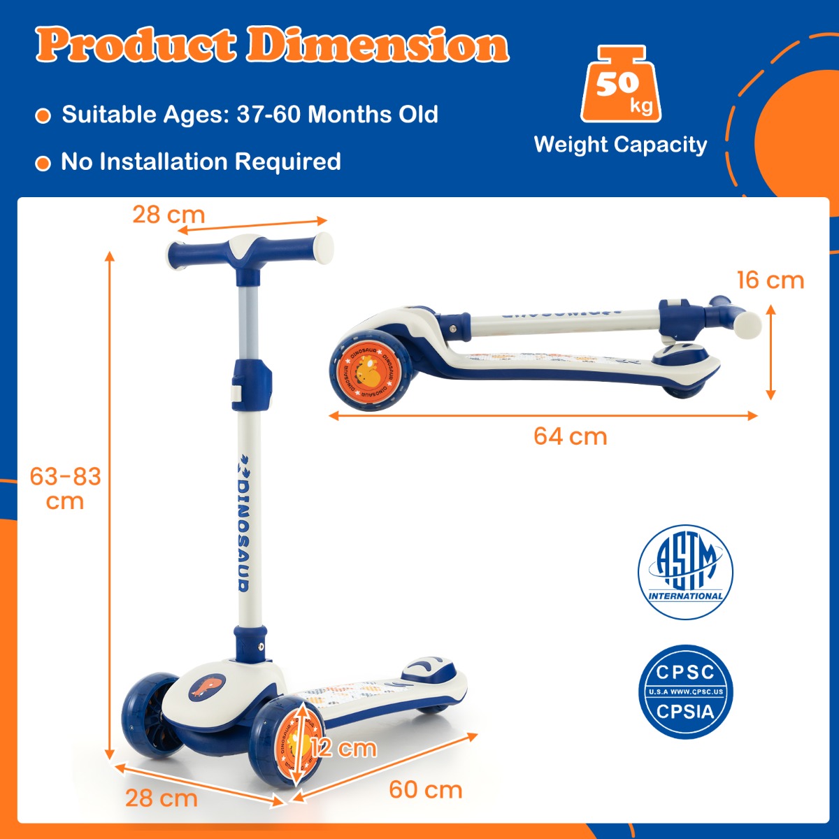LIVSK Inklapbare Kinderstep - Verstelbaar Stuur 63-83 cm - LED Wielen - Lean-to-Steer - Voor 3-5 Jaar - Wit