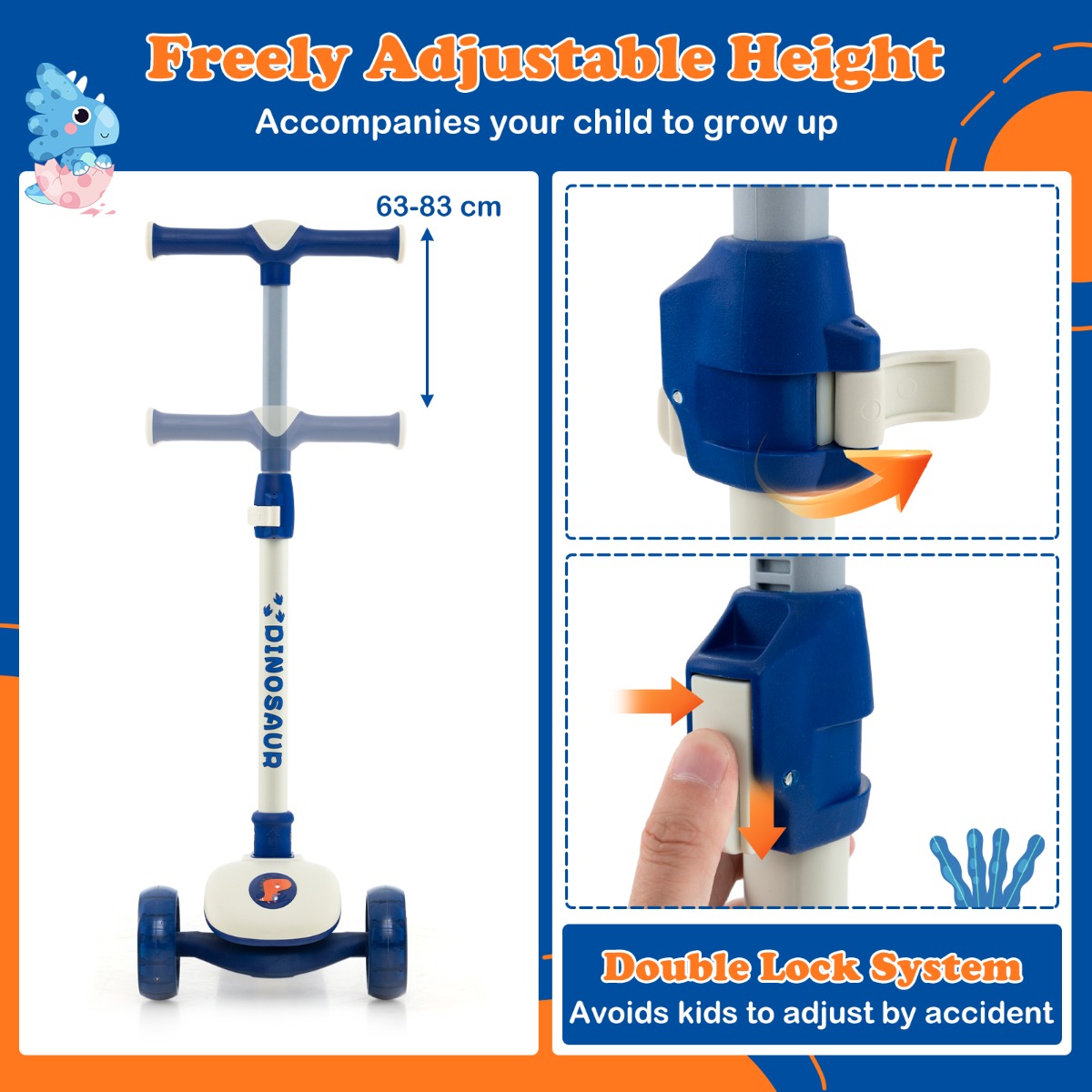 LIVSK Inklapbare Kinderstep - Verstelbaar Stuur 63-83 cm - LED Wielen - Lean-to-Steer - Voor 3-5 Jaar - Wit