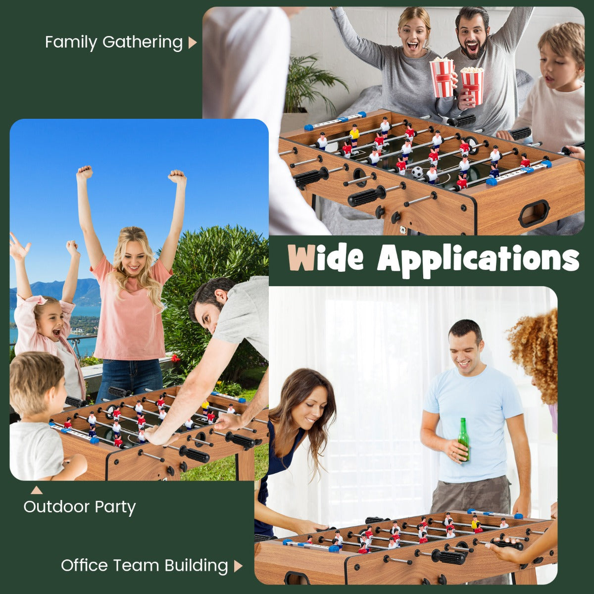 LIVSK Inklapbare Tafelvoetbaltafel - Compact Design - Duurzame Constructie - Ergonomische Handgreep - 69 x 60 x 71 cm - Natuur