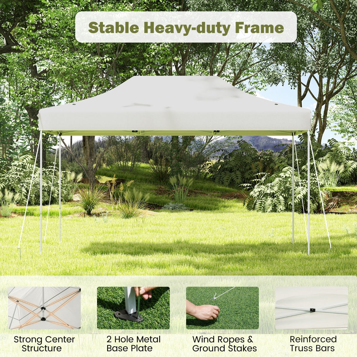 LIVSK Instant Pop-Up Partytent - 300 x 445 cm - 3 Verstelbare Hoogtes - Scheurbestendig en Waterafstotend - Inclusief Draagtas -