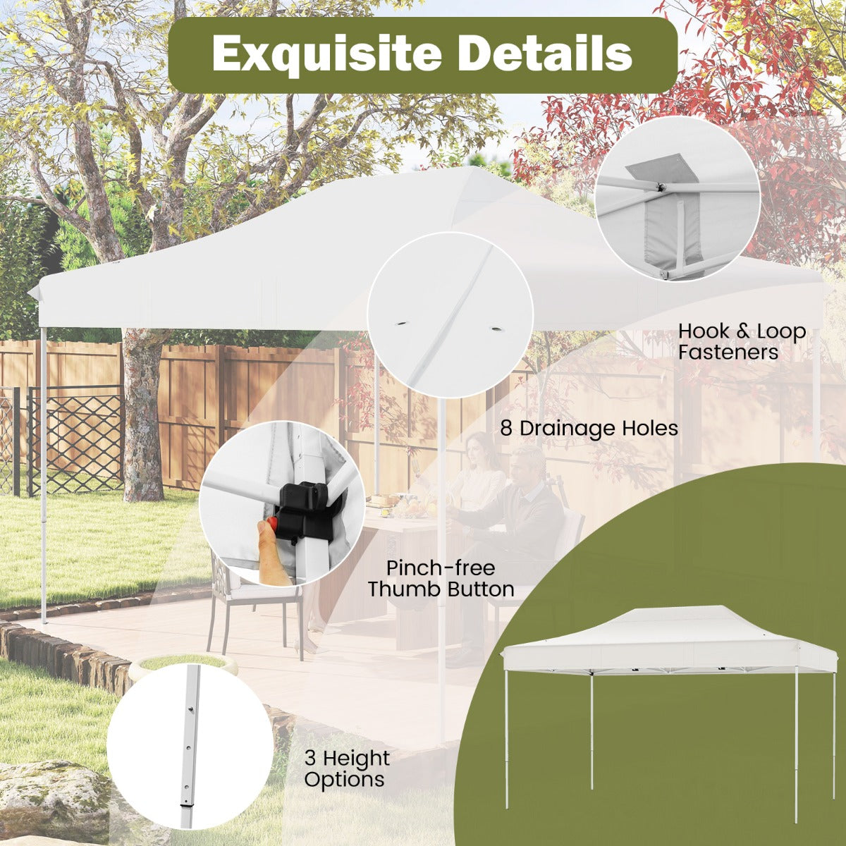 LIVSK Instant Pop-Up Partytent - 300 x 445 cm - 3 Verstelbare Hoogtes - Scheurbestendig en Waterafstotend - Inclusief Draagtas -
