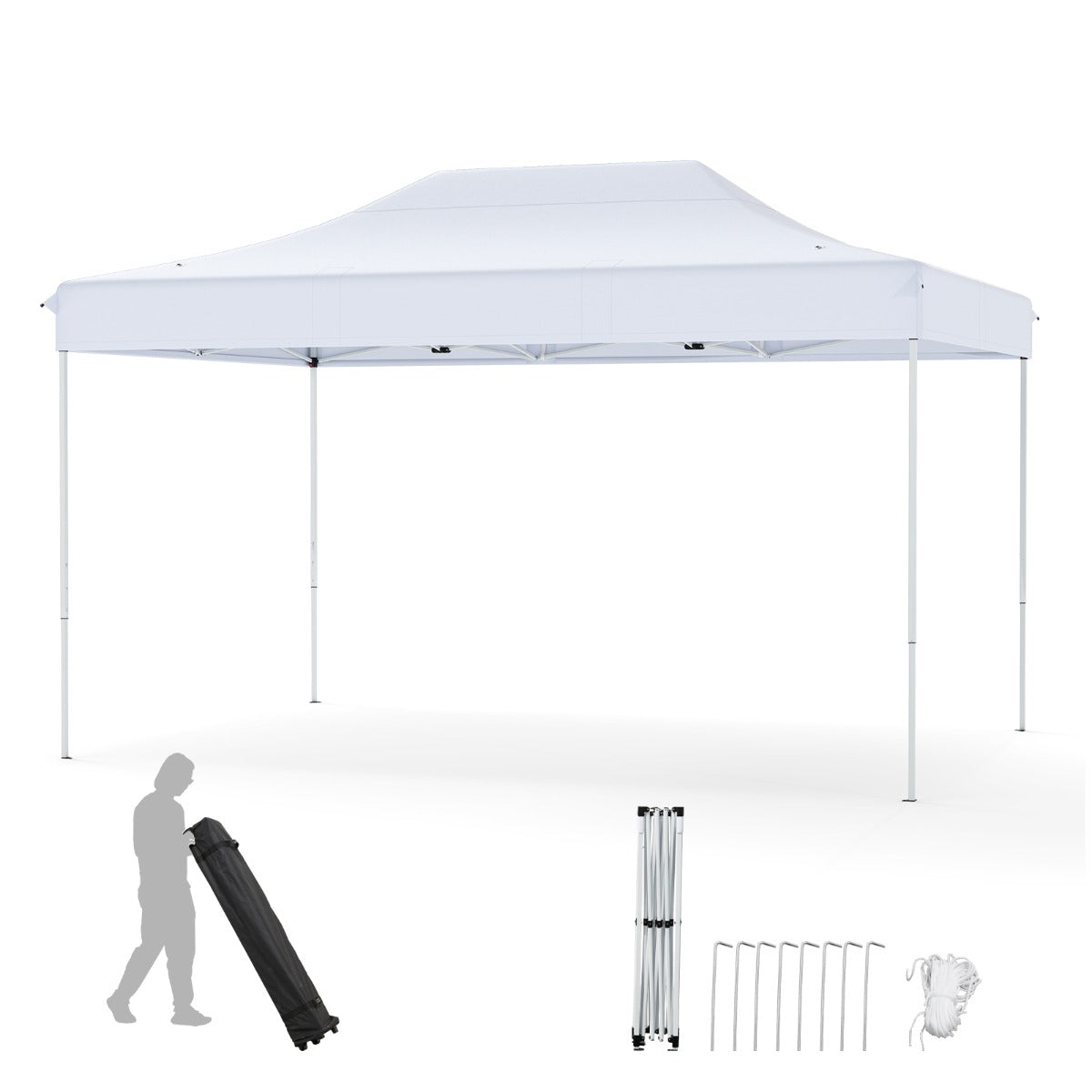 LIVSK Pop-Up Gazebo - Waterdicht en Scheurbestendig - 300 x 445 cm - 3 Hoogteopties - Stevige Constructie - Marineblauw