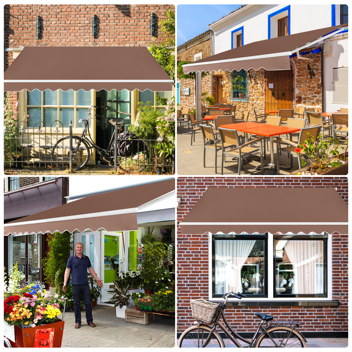 LIVSK Intrekbare Zonneluifel - Aluminium Frame - Verstelbare Hoek 5-35° - Eenvoudige Installatie - 3,6m x 3m - Wijnrood