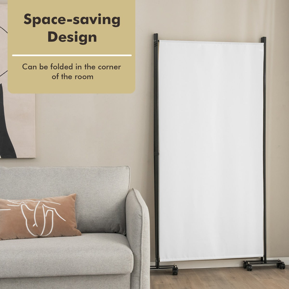 LIVSK Kamerscherm met 3 Panelen - Uitneembare Vouwpanelen - 262 x 30 x 180 cm - Hoogwaardig Metaal en Polyester - Wit
