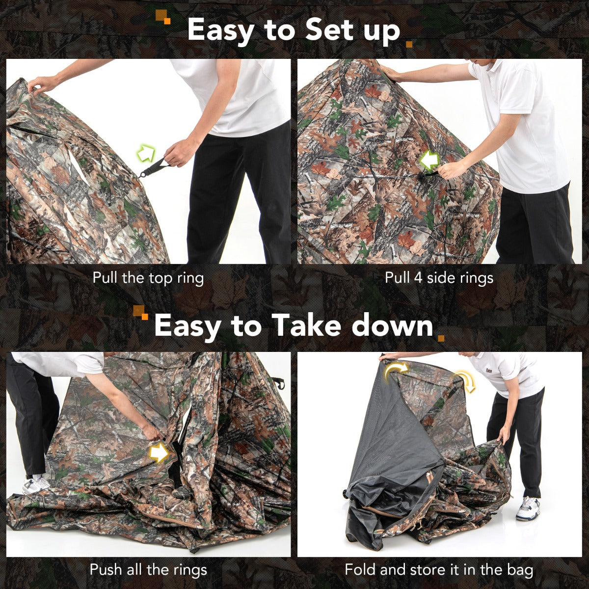 LIVSK Jachtschuilplaats met 360° Zicht - Draagbare Pop-up Structuur - Voor 2-3 Personen - Waterdicht - Camouflage