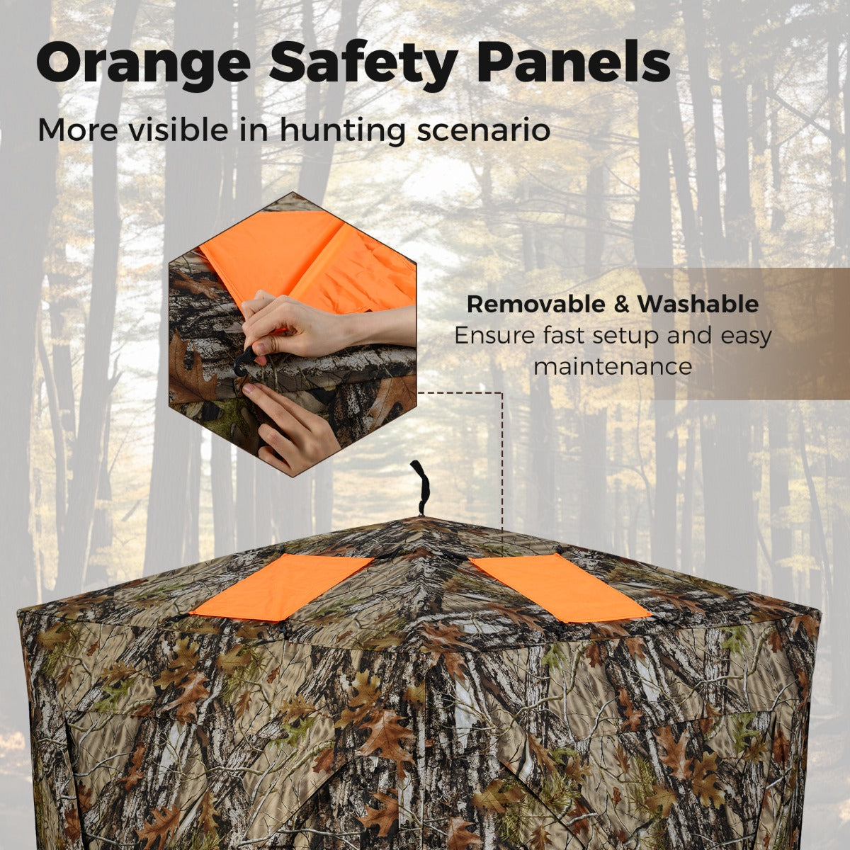 Livsk costway jachtverbergplaats tweepersoons grondtent draagbare pop up camouflage schuilplaats 140 x 140 x 170 cm 3