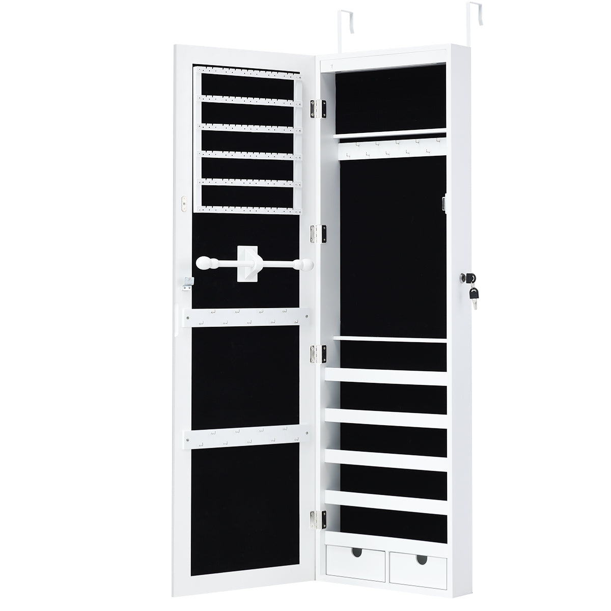 LIVSK Sieradenspiegelkast met LED-verlichting - Afsluitbaar en praktisch ontwerp - Grote opslagcapaciteit - 37 x 9,6 x 120 cm -