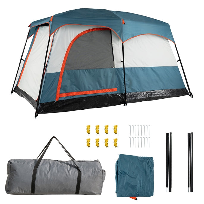 LIVSK Kampeertent 6 Personen - 2 Kamers met Scheidingswand - Waterdicht - Ventilatie met Gaasramen - 323 x 211 x 189 cm -