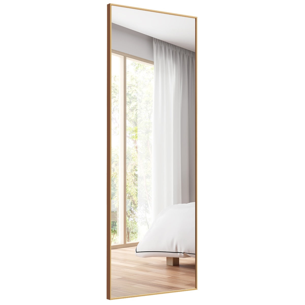 LIVSK Staande Spiegel Over De Hele Lengte - Explosiebestendig Glas - Roestvrij Aluminium Frame - 150 x 56 cm - Goud