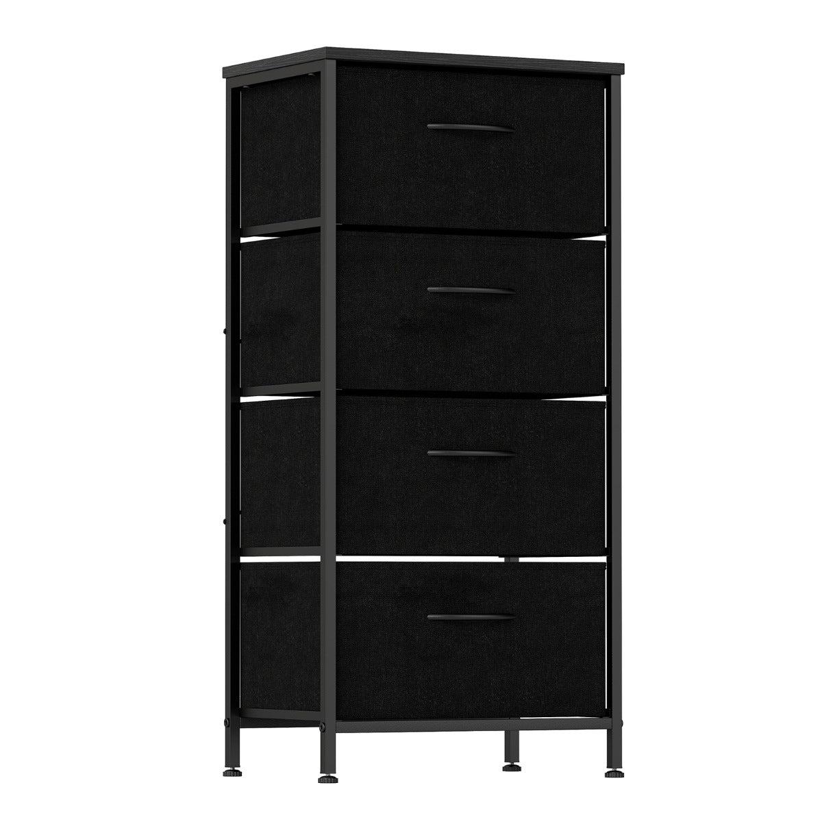 Livsk costway kaptafel met vier met stof beklede lades houten opbergkast met metalen frame zwart 2