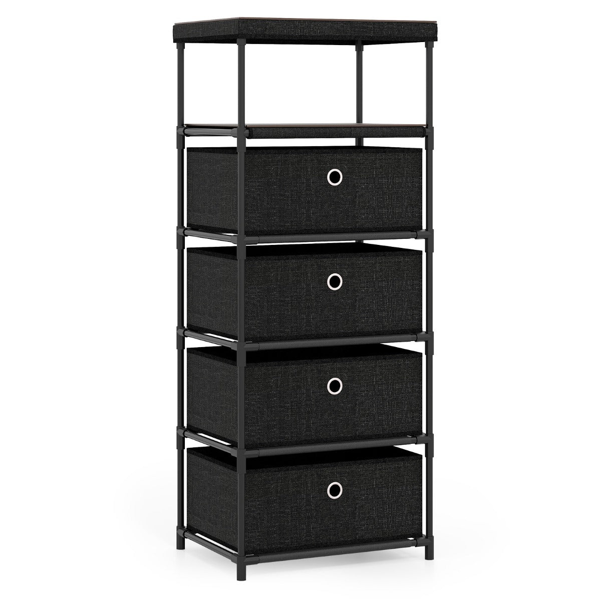 LIVSK Opvouwbare Commode - 4 Uitneembare Lades - Werkblad en Extra Plank - Stabiele Constructie - 40 x 30 x 99,5 cm - Rustiek