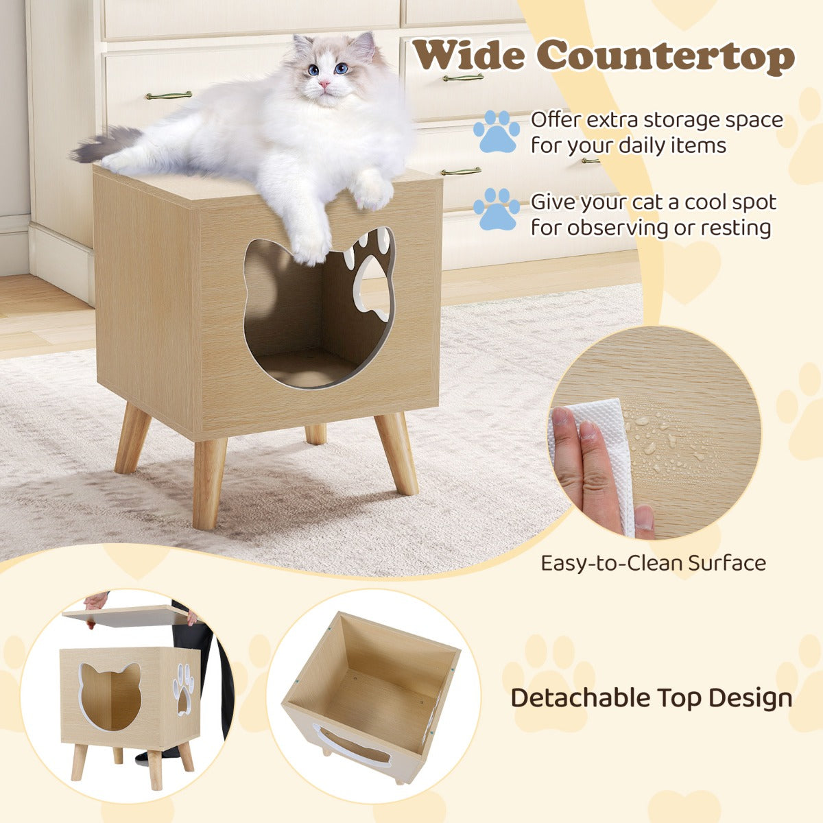 Livsk costway kattenbakmeubel modern kattenbakmeubilair 4