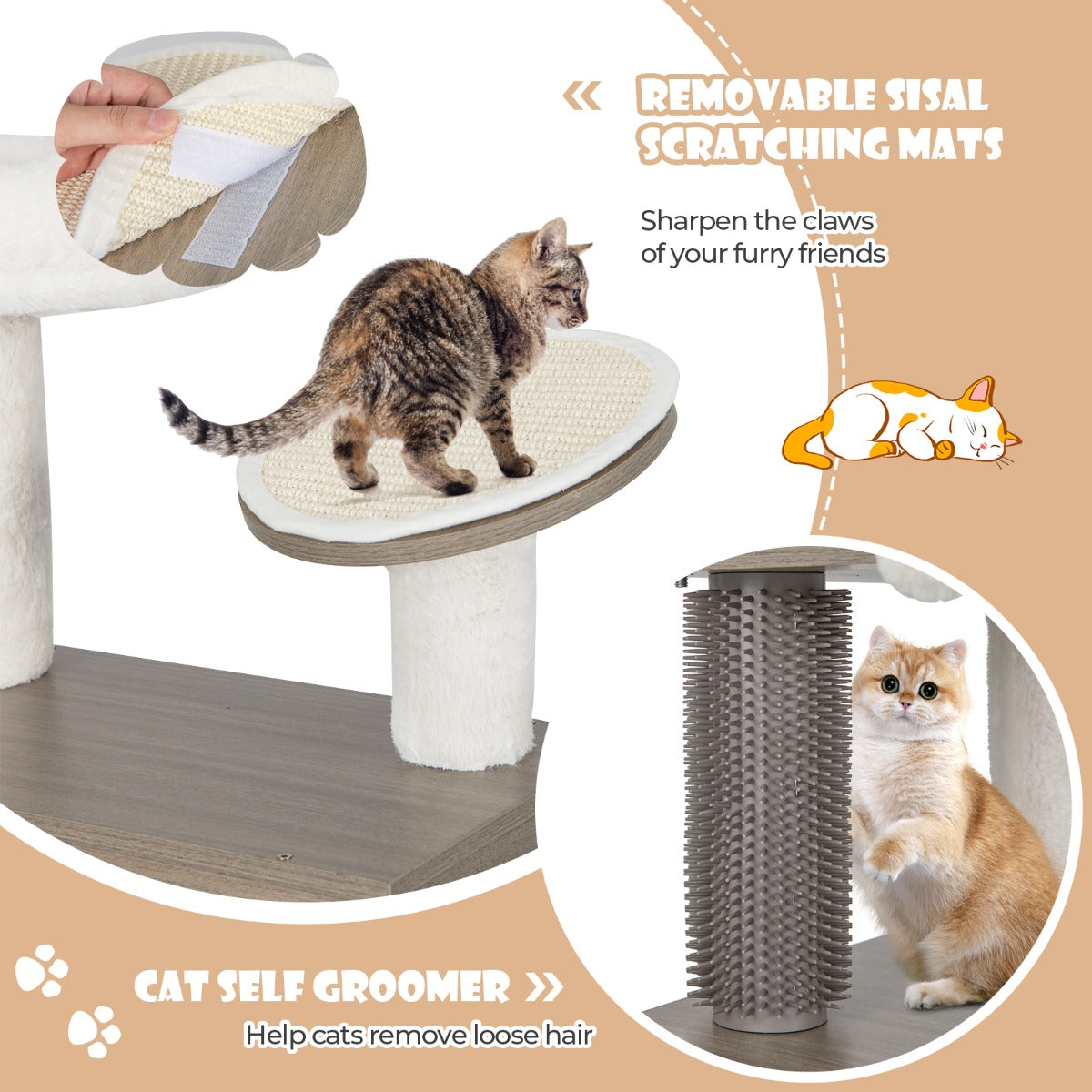 LIVSK Krabpaal en Kattenboom met Verborgen Kattenbak - 2-in-1 Ontwerp - Meerdere Niveaus - Stabiel met Verstelbare Voeten - Grijs