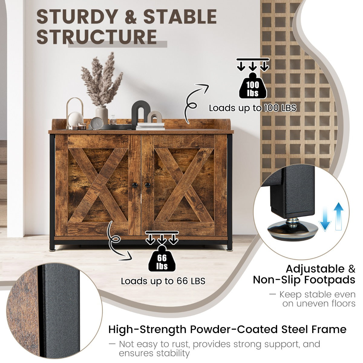 LIVSK Kattenmeubelkast - Multifunctioneel Design - Robuust Stalen Frame - Privacy voor je Kat - 80 x 50 x 58 cm - Bruin