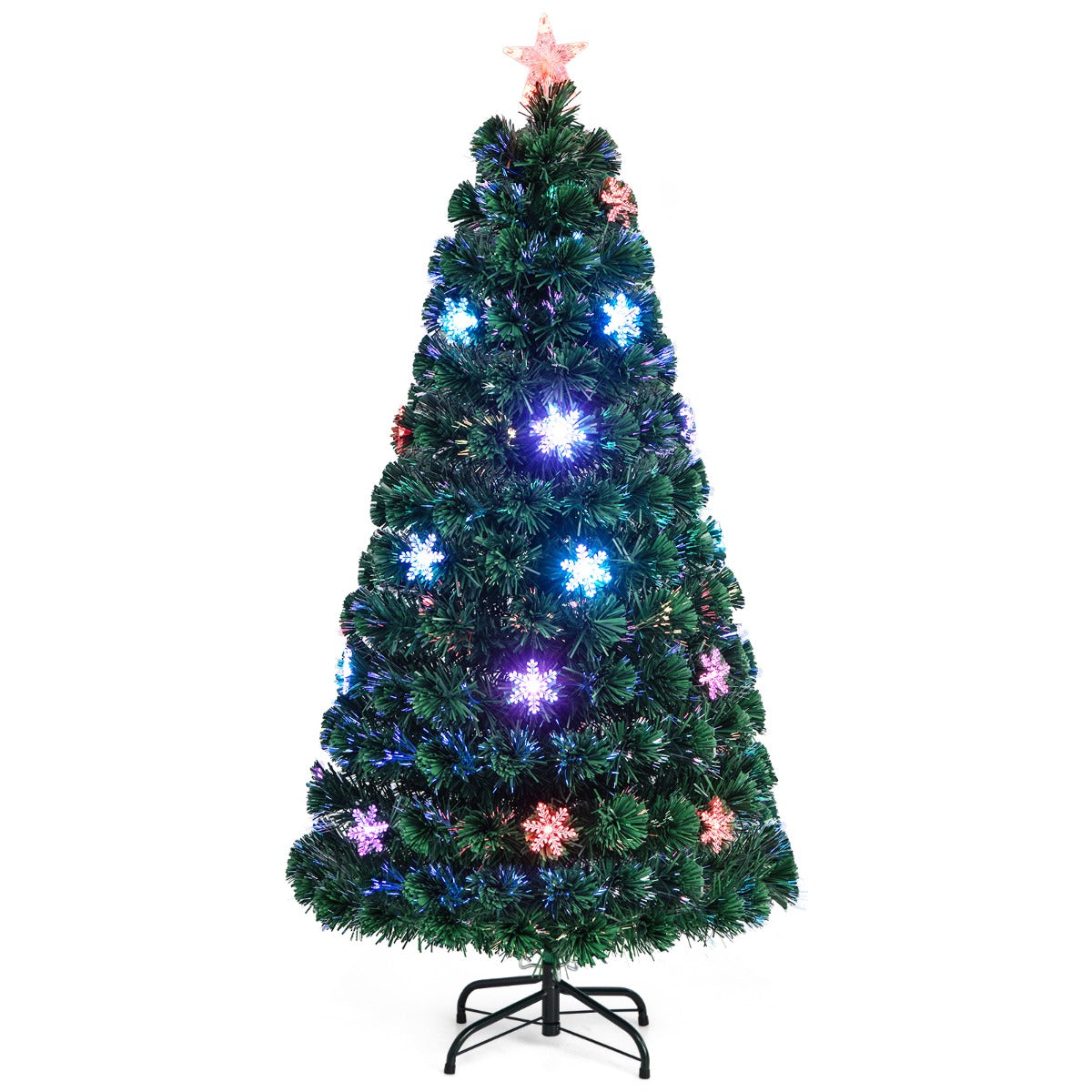 LIVSK Kunstkerstboom met LED-verlichting - Sneeuwvlokken - Brandwerend PVC - Eenvoudige installatie - 90 cm - Groen