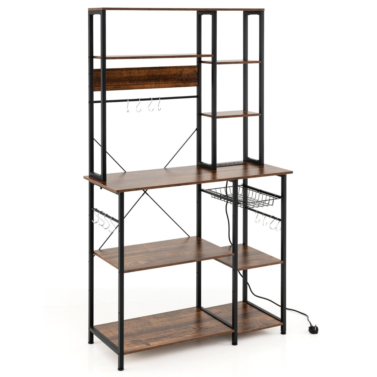 Livsk costway keukenrek met stopcontact 9 laags verstelbare opbergkast 1 1