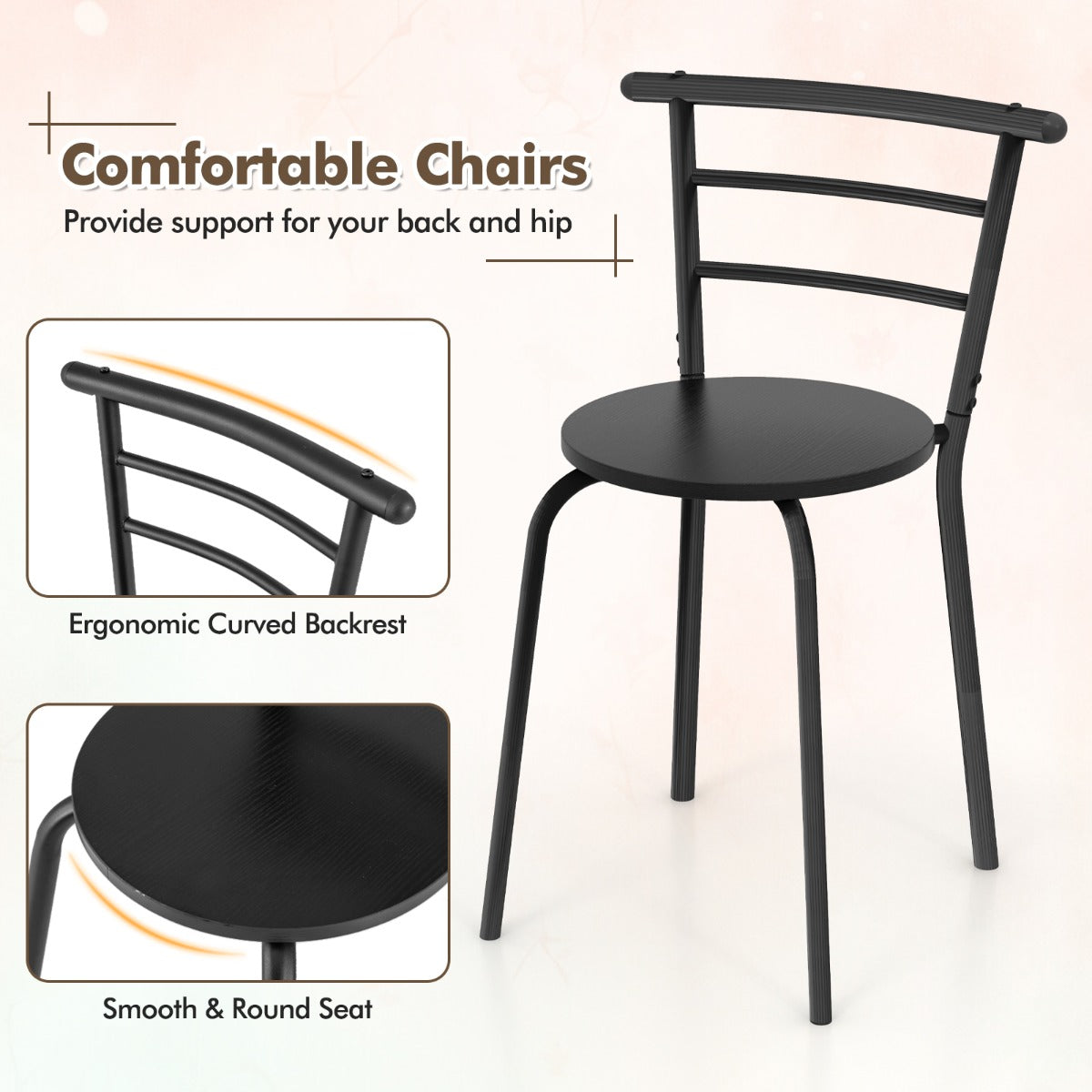 LIVSK Ovale Eettafel en Stoelenset - Wijnrek voor 6 flessen - Ergonomisch Comfort - Duurzaam MDF en Metaal - Rustiek bruin + zwart