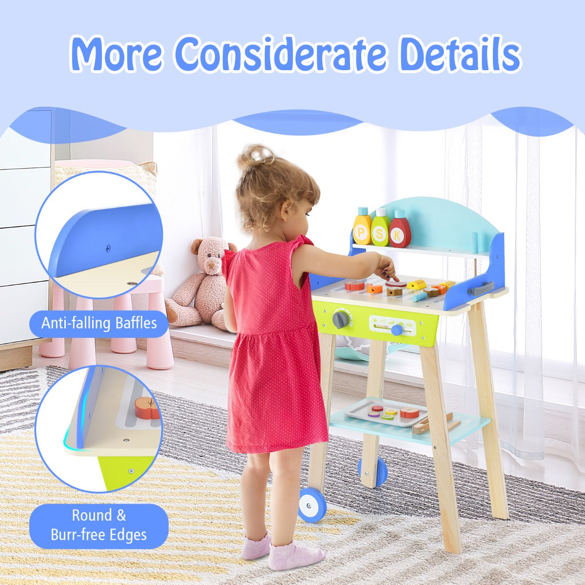 LIVSK Interactieve Barbecuespel Set - Inclusief Dienblad, Tang, Mes, Spiesen en Voedsel - Voor Kinderen 3+ - Veelkleurig