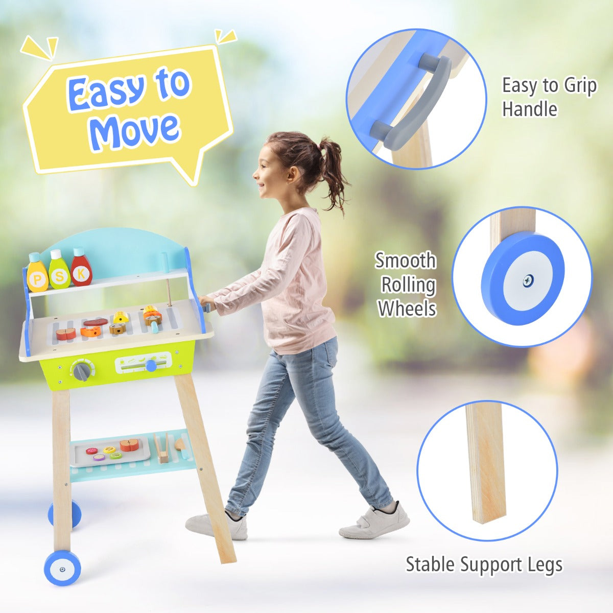 LIVSK Interactieve Barbecuespel Set - Inclusief Dienblad, Tang, Mes, Spiesen en Voedsel - Voor Kinderen 3+ - Veelkleurig