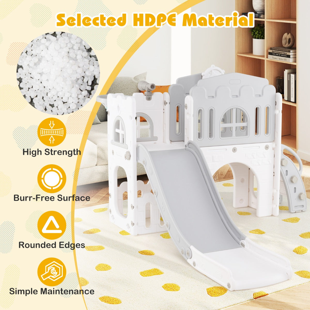 LIVSK 9-in-1 Peuterrutsche - Glijbaan met Basketbalring en Telescoop - Veilig en Duurzaam - Voor Kinderen vanaf 1 jaar -